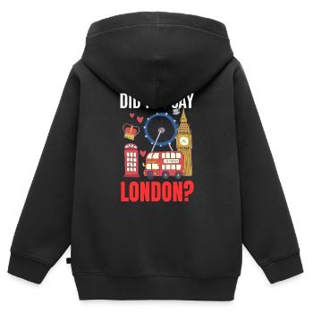 Londres - Sweat Premium à capuche zippé enfant bio - noir - Dos - AI Model Kid Male (0cm)