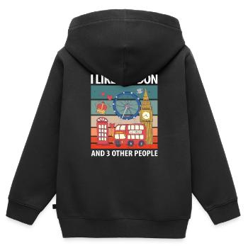 Londres - Sweat Premium à capuche zippé enfant bio - noir - Dos - AI Model Kid Male (0cm)