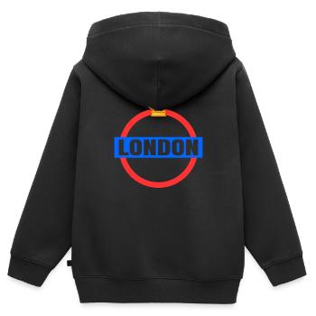 Londres - Sweat Premium à capuche zippé enfant bio - noir - Dos - AI Model Kid Male (0cm)