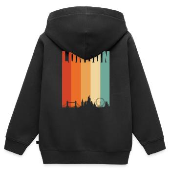 Londres - Sweat Premium à capuche zippé enfant bio - noir - Dos - AI Model Kid Male (0cm)
