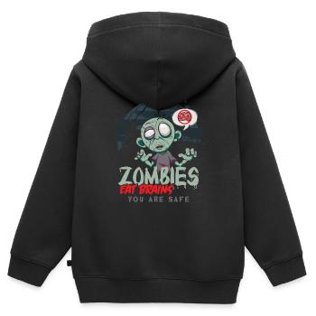 Zombies Eat Brains You're Safe - Kids Premium Organic Zip-up Hoodie - black - Back - AI Model Kid Male (0cm)