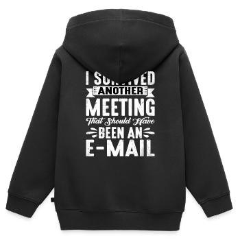 I Survived Another Meeting 20 - Kinder Premium Organic Zip Hoodie - Schwarz - Hinten - AI Model Kid Male (0cm)