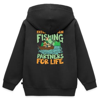 Father And Son Fishing Partners For Life - Kinder Premium Organic Zip Hoodie - Schwarz - Hinten - AI Model Kid Male (0cm)