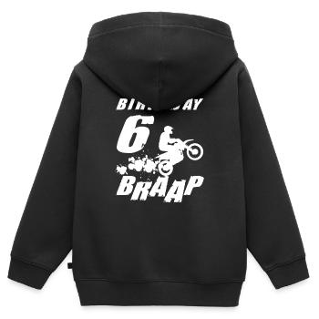 Six 6yr 6th Motocross Birthday Boy 6 Years Old - Kinder Premium Organic Zip Hoodie - Schwarz - Hinten - AI Model Kid Male (0cm)