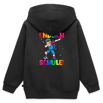 Endlich Schule Fußball Einschulung Schulkind - Kinder Premium Organic Zip Hoodie - Schwarz - Hinten - AI Model Kid Male (0cm)