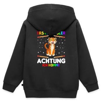 Erstklässler Achtung ich komme - Kinder Premium Organic Zip Hoodie - Schwarz - Hinten - AI Model Kid Male (0cm)