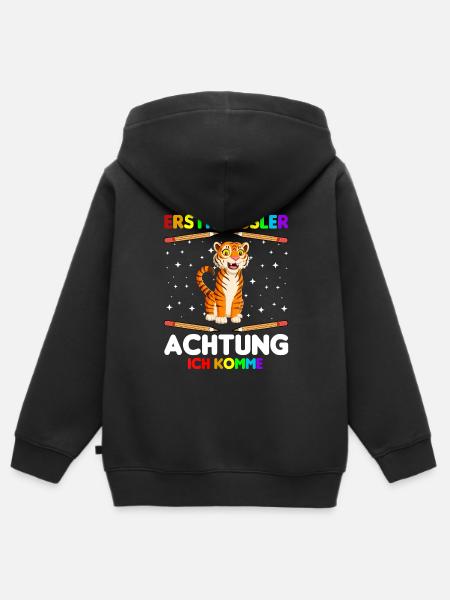 Erstklässler Achtung ich komme - Kinder Premium Organic Zip Hoodie - Schwarz