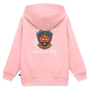 Drôle Halloween Party Halloween Costume Citrouille - Sweat Premium à capuche zippé enfant bio - rose - Dos - AI Model Kid Female (0cm)