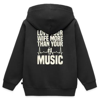 Ingénieur du son Ingénieur du son mari - Sweat Premium à capuche zippé enfant bio - noir - Dos - AI Model Kid Male (0cm)
