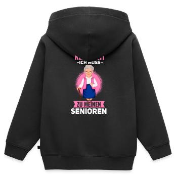 Keine Zeit ich muss zu meinen Senioren - Kinder Premium Organic Zip Hoodie - Schwarz - Hinten - AI Model Kid Male (0cm)