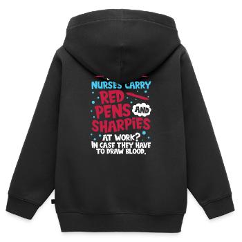 Krankenschwester Komisch - Kinder Premium Organic Zip Hoodie - Schwarz - Hinten - AI Model Kid Male (0cm)