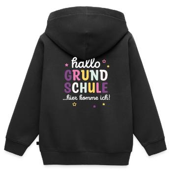 Endlich Schulkind 2023 / Grundschule ich komme - Kinder Premium Organic Zip Hoodie - Schwarz - Hinten - AI Model Kid Male (0cm)