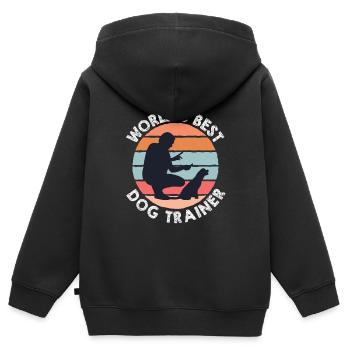 Hundetrainer Hundetrainer - Kinder Premium Organic Zip Hoodie - Schwarz - Hinten - AI Model Kid Male (0cm)