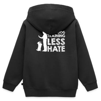 Hundetrainer Hundetrainer - Kinder Premium Organic Zip Hoodie - Schwarz - Hinten - AI Model Kid Male (0cm)