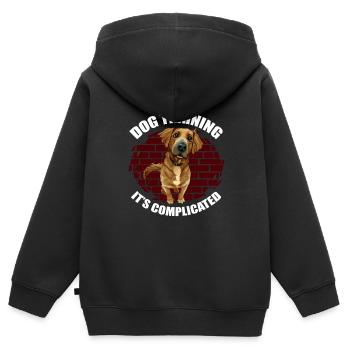 Hundetrainer Hundetrainer - Kinder Premium Organic Zip Hoodie - Schwarz - Hinten - AI Model Kid Male (0cm)