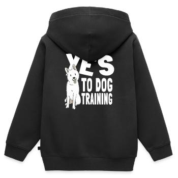 Hundetrainer Hundetrainer - Kinder Premium Organic Zip Hoodie - Schwarz - Hinten - AI Model Kid Male (0cm)