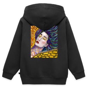 Meerjungfrau Portrait Gustav Klimt Style - Kinder Premium Organic Zip Hoodie - Schwarz - Hinten - AI Model Kid Male (0cm)