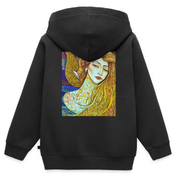 Meerjungfrau Portrait Gustav Klimt Style - Kinder Premium Organic Zip Hoodie - Schwarz - Hinten - AI Model Kid Male (0cm)