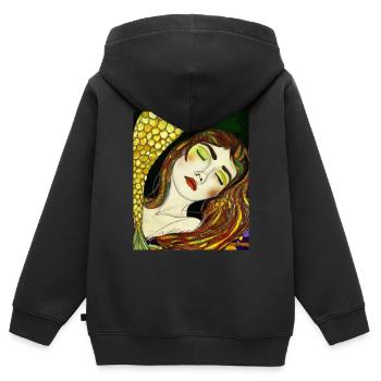 Meerjungfrau Portrait Gustav Klimt Style - Kinder Premium Organic Zip Hoodie - Schwarz - Hinten - AI Model Kid Male (0cm)