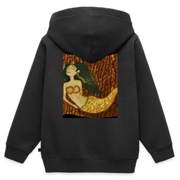 Meerjungfrau Portrait Gustav Klimt Style - Kinder Premium Organic Zip Hoodie - Schwarz - Hinten - AI Model Kid Male (0cm)