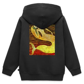 Meerjungfrau Portrait Gustav Klimt Style - Kinder Premium Organic Zip Hoodie - Schwarz - Hinten - AI Model Kid Male (0cm)
