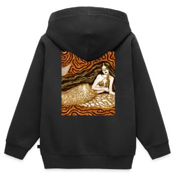 Meerjungfrau Portrait Gustav Klimt Style - Kinder Premium Organic Zip Hoodie - Schwarz - Hinten - AI Model Kid Male (0cm)