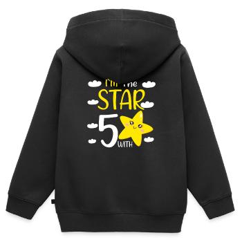 Fille d’anniversaire de 5 ans à The Star With 5 - Sweat Premium à capuche zippé enfant bio - noir - Dos - AI Model Kid Male (0cm)