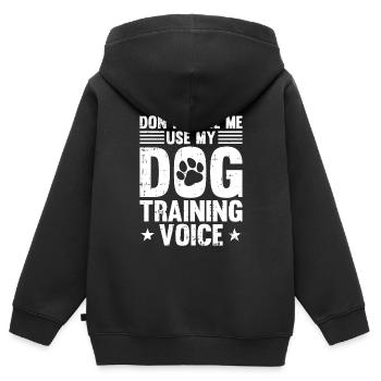 Hundetrainer Hundetrainer - Kinder Premium Organic Zip Hoodie - Schwarz - Hinten - AI Model Kid Male (0cm)