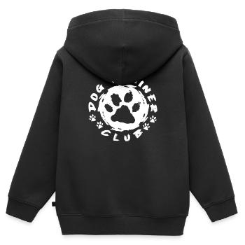 Hundetrainer Hundetrainer - Kinder Premium Organic Zip Hoodie - Schwarz - Hinten - AI Model Kid Male (0cm)