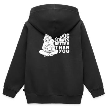 Hundetrainer Hundetrainer - Kinder Premium Organic Zip Hoodie - Schwarz - Hinten - AI Model Kid Male (0cm)