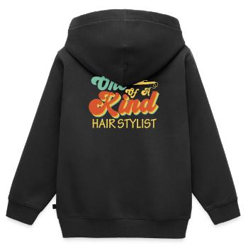 Coiffeur Coiffeur - Sweat Premium à capuche zippé enfant bio - noir - Dos - AI Model Kid Male (0cm)
