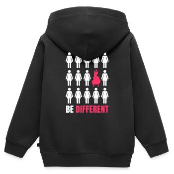 Flamenco - Kinder Premium Organic Zip Hoodie - Schwarz - Hinten - AI Model Kid Male (0cm)