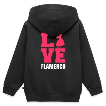 Flamenco - Kinder Premium Organic Zip Hoodie - Schwarz - Hinten - AI Model Kid Male (0cm)