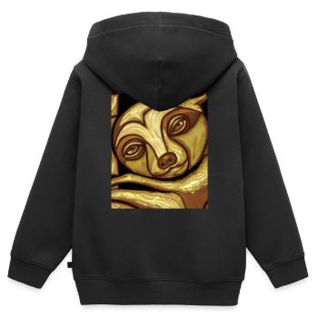 Sloth Portrait Funny Cubism Gustav Klimt - Kids Premium Organic Zip-up Hoodie - black - Back - AI Model Kid Male (0cm)