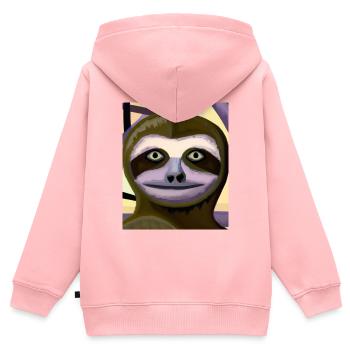 Portrait paresseux Drôle de cubisme - Sweat Premium à capuche zippé enfant bio - rose - Dos - AI Model Kid Female (0cm)