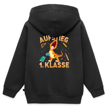 Aufstieg 1. Klasse Dinosaurier Schulkind Schule - Kinder Premium Organic Zip Hoodie - Schwarz - Hinten - AI Model Kid Male (0cm)