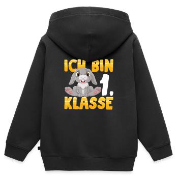 Ich bin 1. Klasse Einschulung Hase - Kinder Premium Organic Zip Hoodie - Schwarz - Hinten - AI Model Kid Male (0cm)