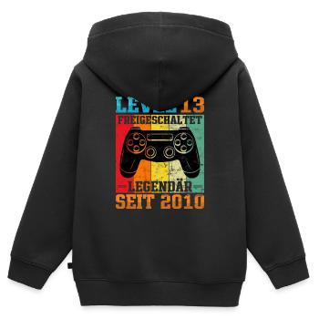 Gaming Geburtstag 2010 Level 13 - Kinder Premium Organic Zip Hoodie - Schwarz - Hinten - AI Model Kid Male (0cm)