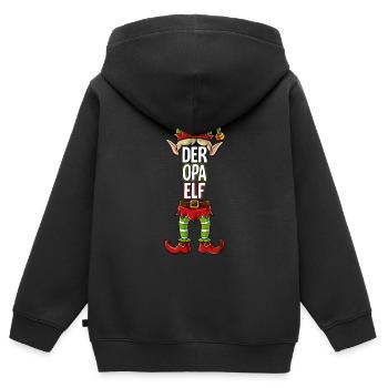 Opa Elf Partnerlook Weihnachten - Kinder Premium Organic Zip Hoodie - Schwarz - Hinten - AI Model Kid Male (0cm)