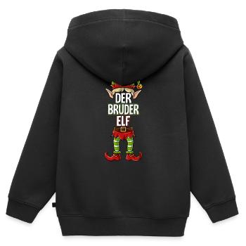 Bruder Elf Partnerlook Weihnachten - Kinder Premium Organic Zip Hoodie - Schwarz - Hinten - AI Model Kid Male (0cm)