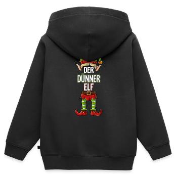 Dünner Elf Partnerlook Weihnachten - Kinder Premium Organic Zip Hoodie - Schwarz - Hinten - AI Model Kid Male (0cm)