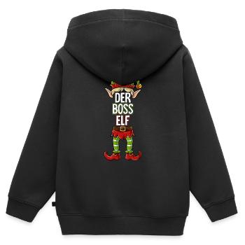 Boss Elf Partnerlook Weihnachten - Kinder Premium Organic Zip Hoodie - Schwarz - Hinten - AI Model Kid Male (0cm)