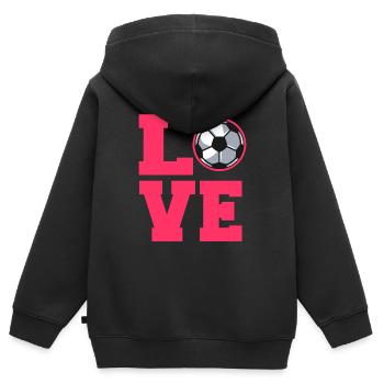 Frauenfußball - Kinder Premium Organic Zip Hoodie - Schwarz - Hinten - AI Model Kid Male (0cm)