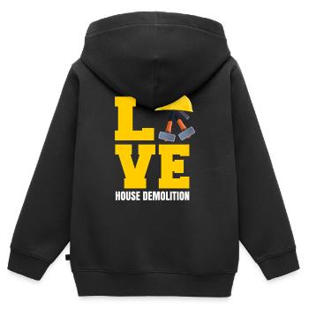 Haus Zerstörung Renovierung Geschenk - Kinder Premium Organic Zip Hoodie - Schwarz - Hinten - AI Model Kid Male (0cm)