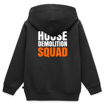 Haus Zerstörung Renovierung Geschenk - Kinder Premium Organic Zip Hoodie - Schwarz - Hinten - AI Model Kid Male (0cm)