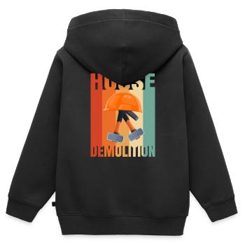 Haus Zerstörung Renovierung Geschenk - Kinder Premium Organic Zip Hoodie - Schwarz - Hinten - AI Model Kid Male (0cm)