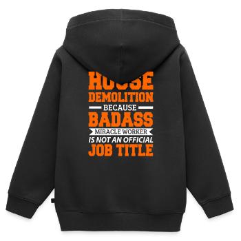 Haus Zerstörung Renovierung Geschenk - Kinder Premium Organic Zip Hoodie - Schwarz - Hinten - AI Model Kid Male (0cm)