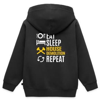 Haus Zerstörung Renovierung Geschenk - Kinder Premium Organic Zip Hoodie - Schwarz - Hinten - AI Model Kid Male (0cm)
