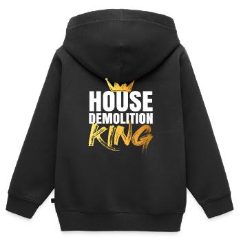 Cadeau de rénovation de destruction de maison - Sweat Premium à capuche zippé enfant bio - noir - Dos - AI Model Kid Male (0cm)
