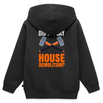 Haus Zerstörung Renovierung Geschenk - Kinder Premium Organic Zip Hoodie - Schwarz - Hinten - AI Model Kid Male (0cm)